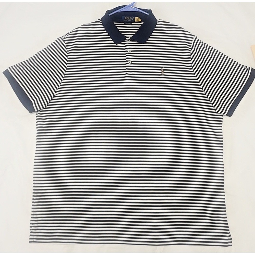 Polo Ralph Lauren - Men's Polo Shirt -Classic Fit-Size XXL TTG- Navy Blue/White